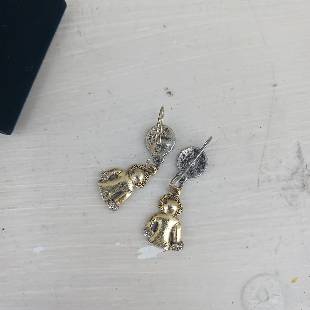 Parka Jacket Drop‎ Earrings Womens Gold Tone Whimsical Winter Coat Charms